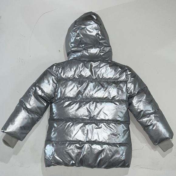 GAP Kids Silver Puffer Jacket Girl's Size XS 4-5 - Picture 3 of 5